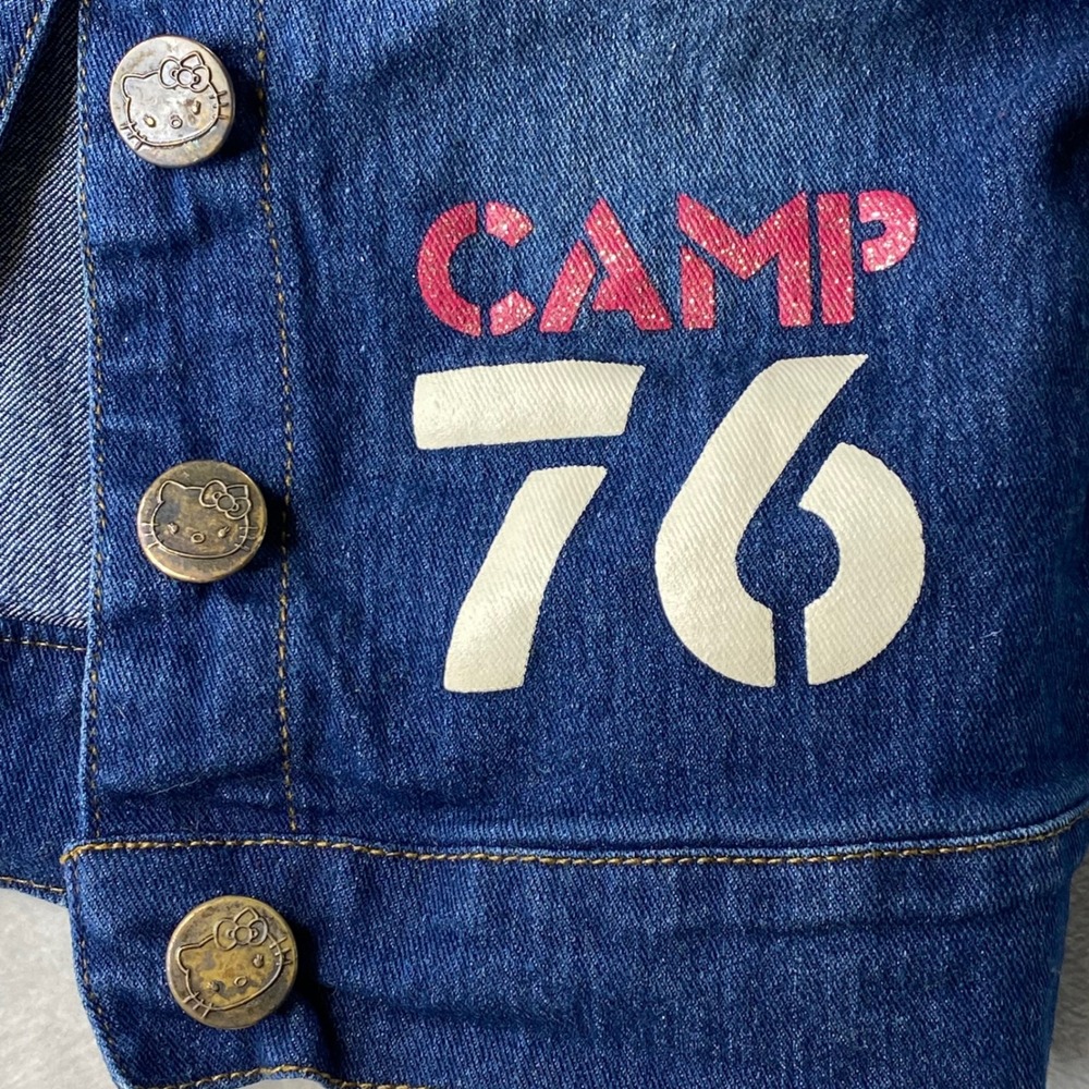 Sanrio Hello Kitty Denim Jacket Girls XS 4/5 Toddler Cartoon Camp 76 Cute Kids - Picture 4 of 13